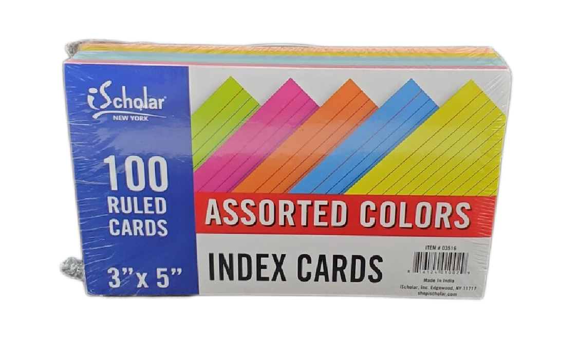 Index Cards 3”x 5”Colores