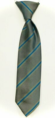 School Tie - Grey with Blue & Gold Stripes