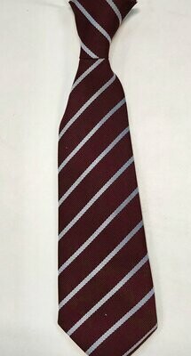 School Tie - Wine Tie with Single Grey Stripe