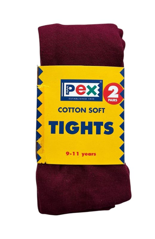 Pex Cotton Soft Tights 2 Pair Pack - Wine Pex Cotton Soft Tights 2 Pair Pack - Wine