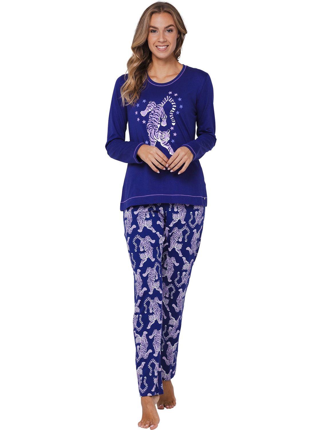 Rebelle Tiger Contrast Cotton Pyjamas