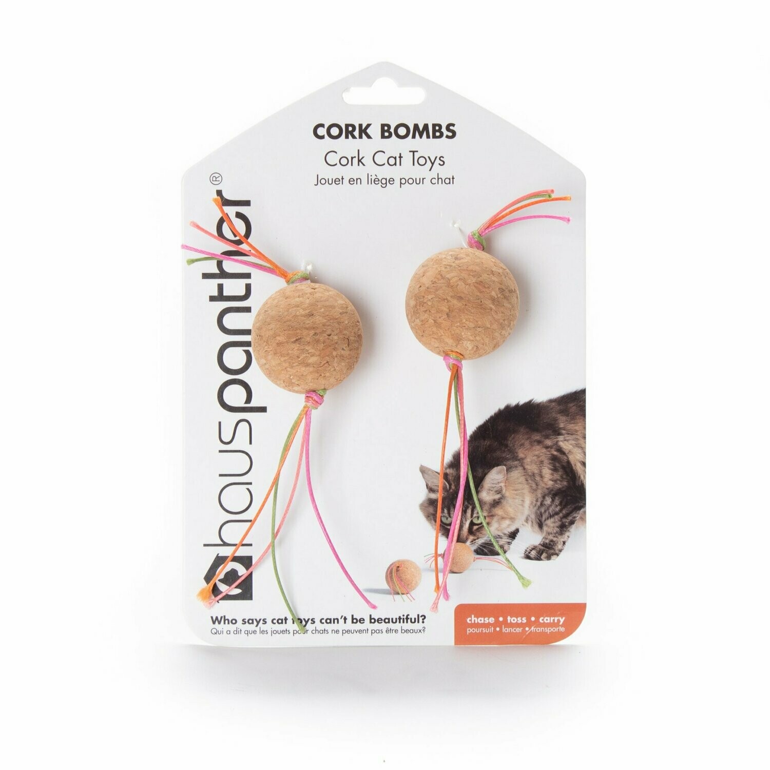 Hauspanther Cork Bombs Cork Cat Toys (Set of 2 Toys), Color: Zest
