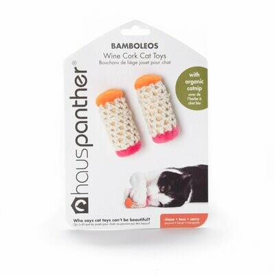 Hauspanther Bamboleos Wine Cork Cat Toys with Organic Catnip (Set of 2 Toys), Color: Zest