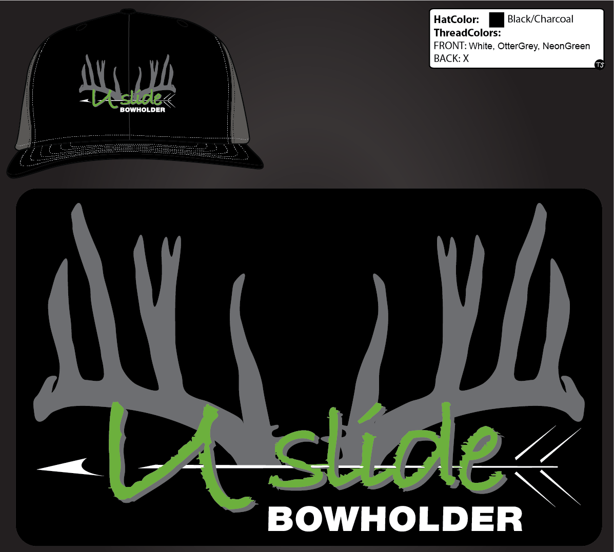 U-Slide Embroidered Mesh Hat Black/ Gray