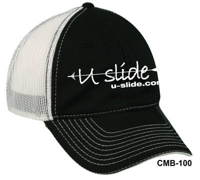 U-Slide Embroidered Black Snap Back Hat