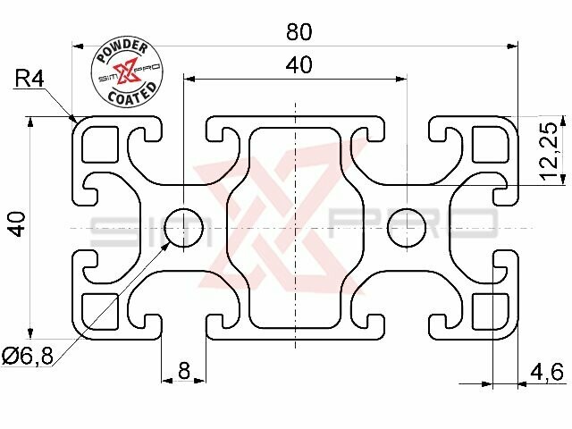 200mm - 4080 Profile Black