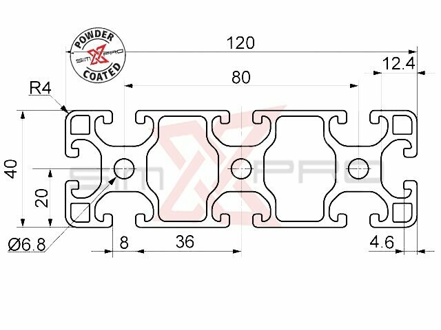 500mm - 40120 profile Black