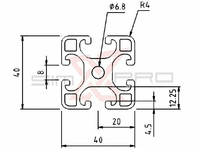 200 mm - 4040 profile gray