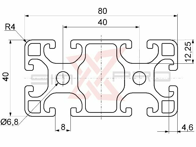 200 mm - 4080 profile gray