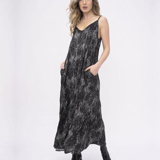 Crinkled Pine Print Dress