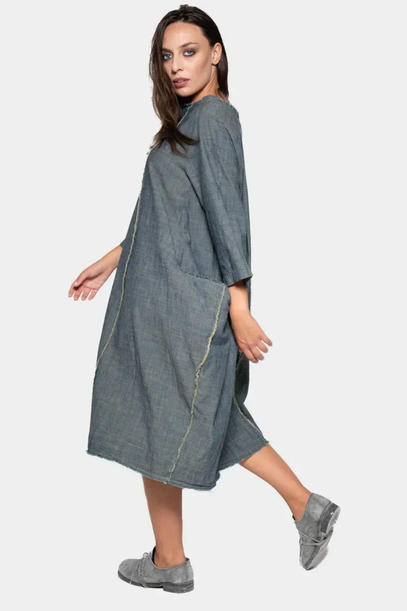 Boat Neck Front Seam Dress
