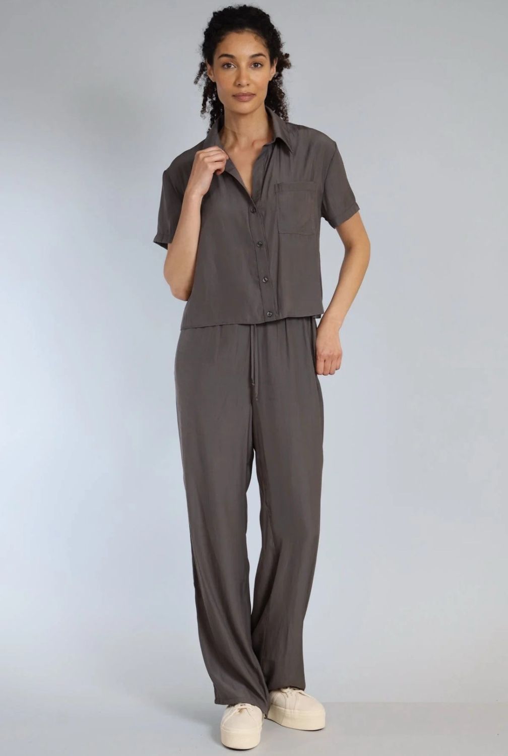 Flat Front D Satin Pants