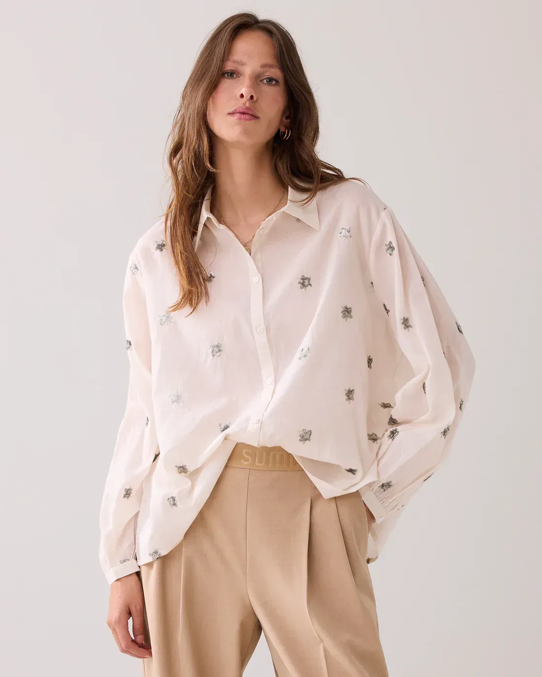 Celeste Embroidered Sheer Blouse