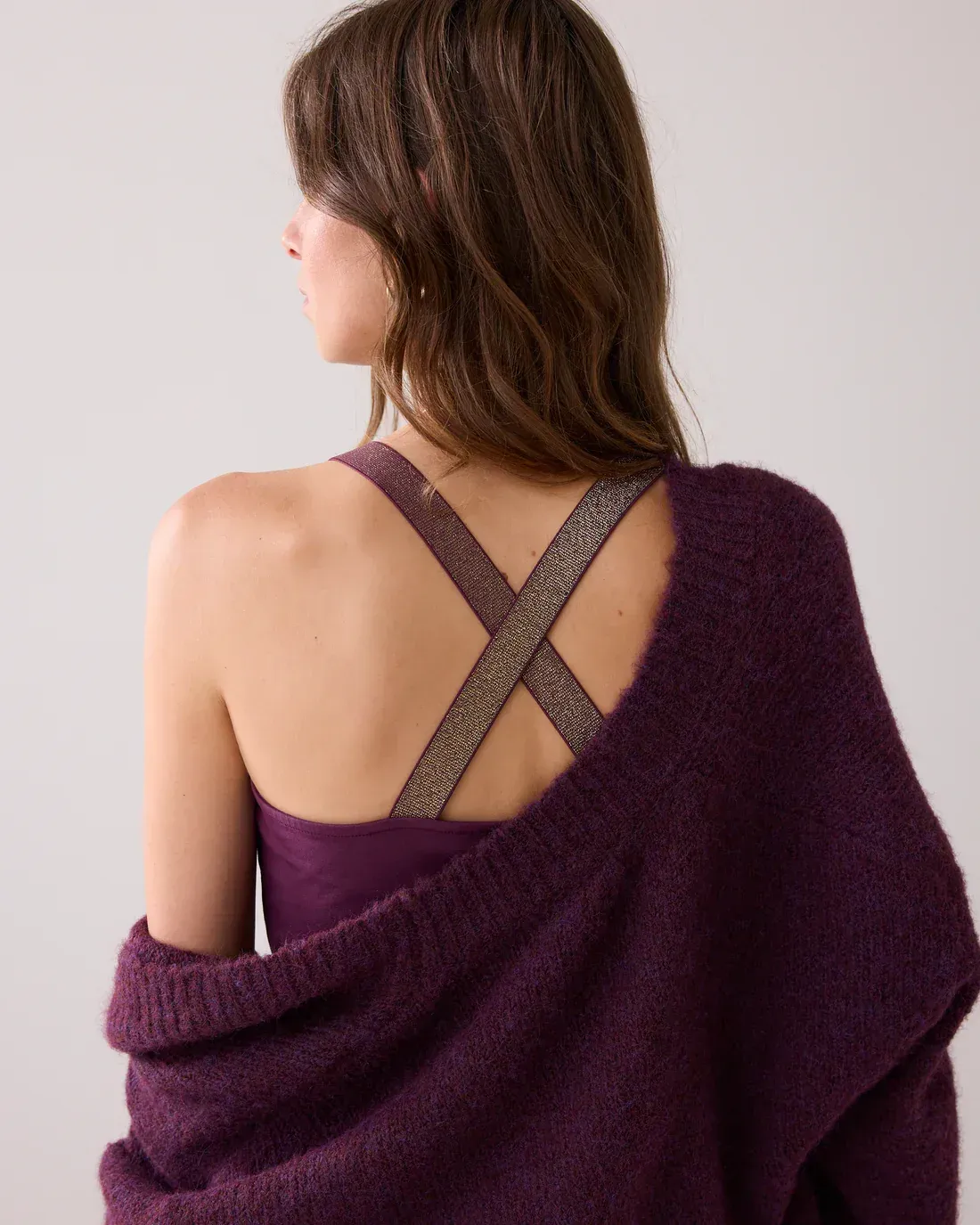 Wineberry  Crossover Strap Tank