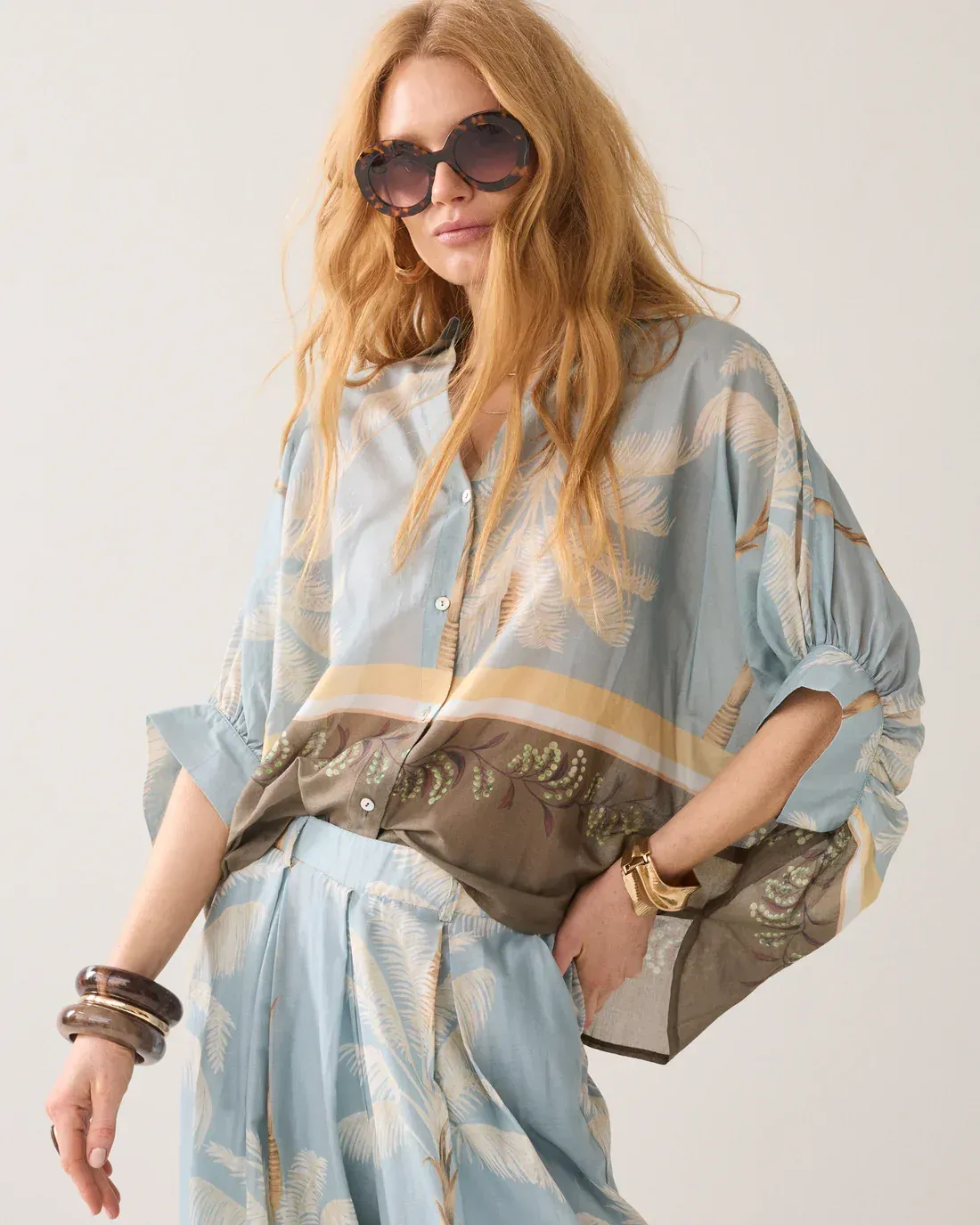 Palmtree Print Blouse