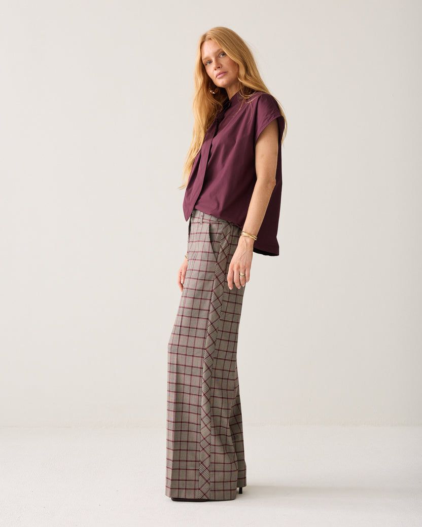 Plaid Trousers With Piping Plaid Trousers With Piping