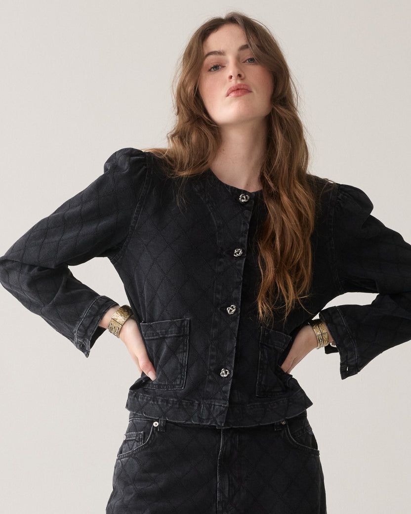 Cropped Embroidery Denim Jacket Cropped Embroidery Denim Jacket