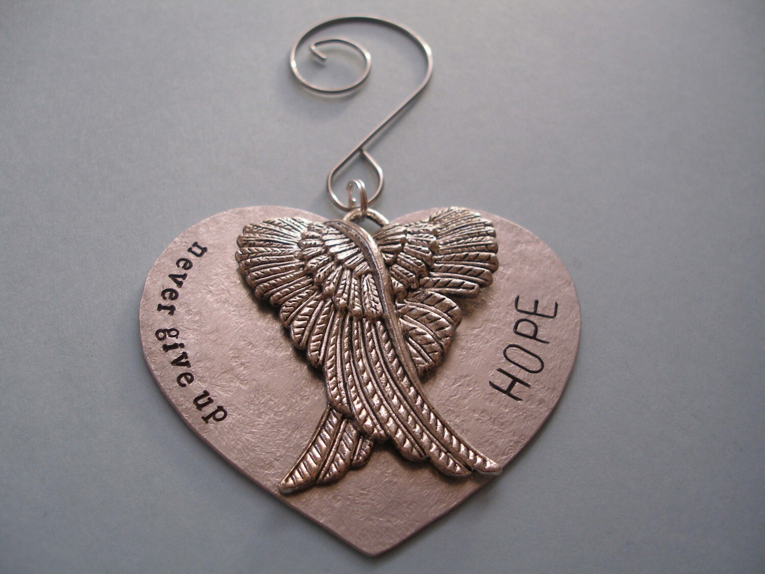 Never Give Up Hope Wing Heart Ornament