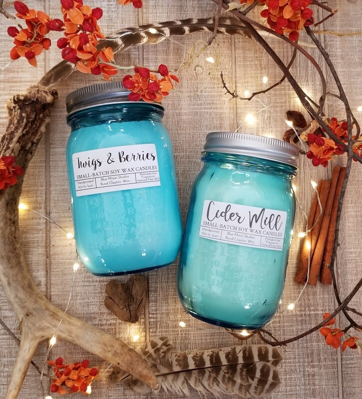 Ball Blue Pint Jar Farmhouse Candle