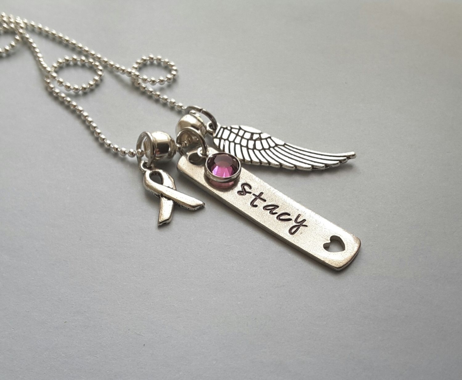 Hand-stamped &quot;Stacy&quot; Necklace  Domestic Violence Awareness