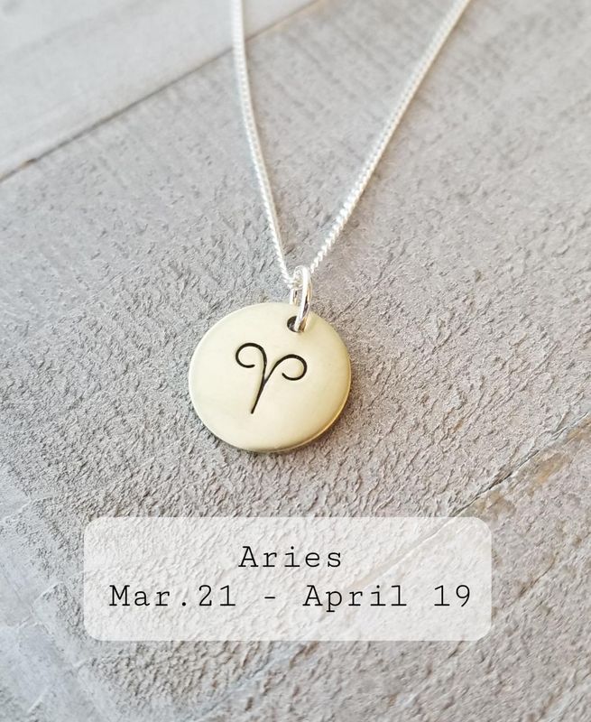 Hand-stamped Zodiac Necklace - Sterling Silver Chain