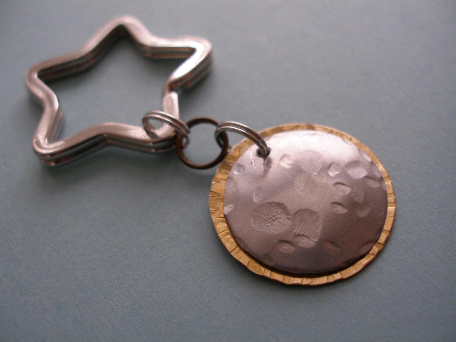 Solar Eclipse Hand-hammered Keyring or Necklace