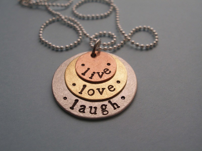 live love laugh layered pendant