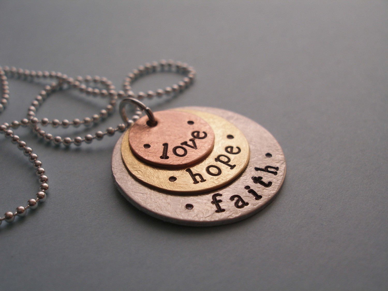 love hope faith layered pendant