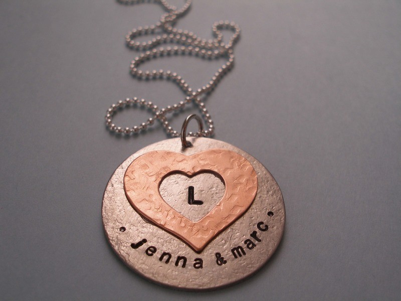 Name &amp; Initial Copper Heart Pendant