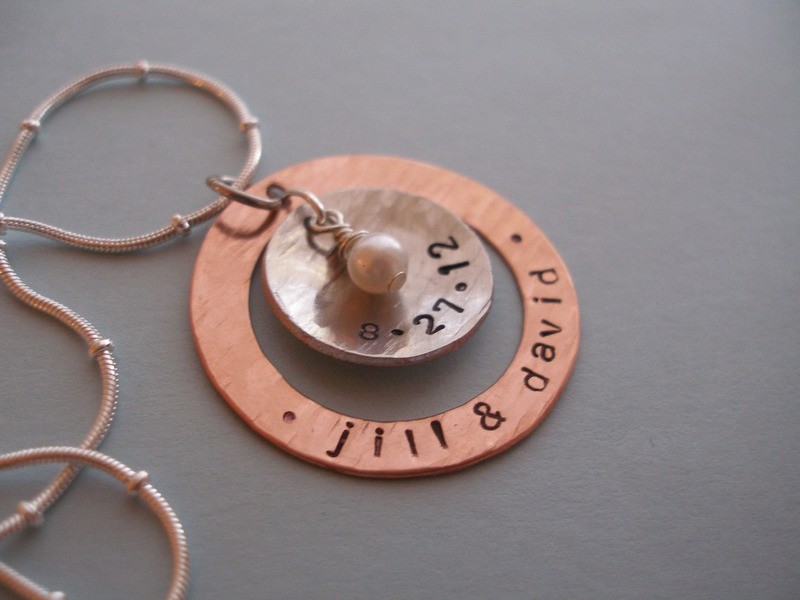 Names &amp; Date w/ Pearl Pendant