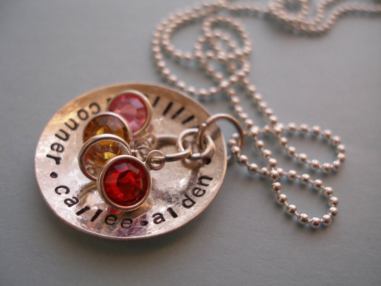 1&quot; bowled sterling silver pendant w/ birthcrystals