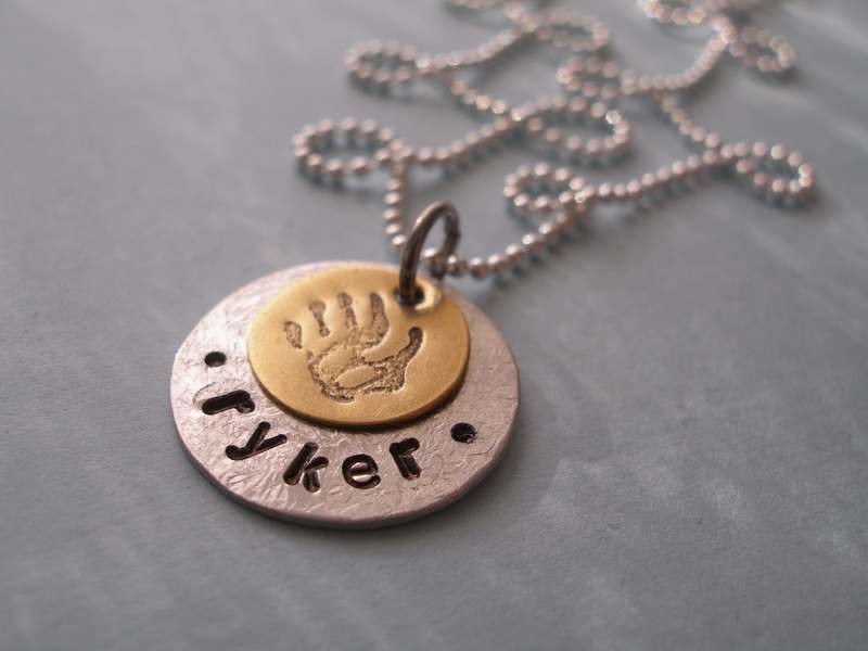 name pendant ~ small stamped disc