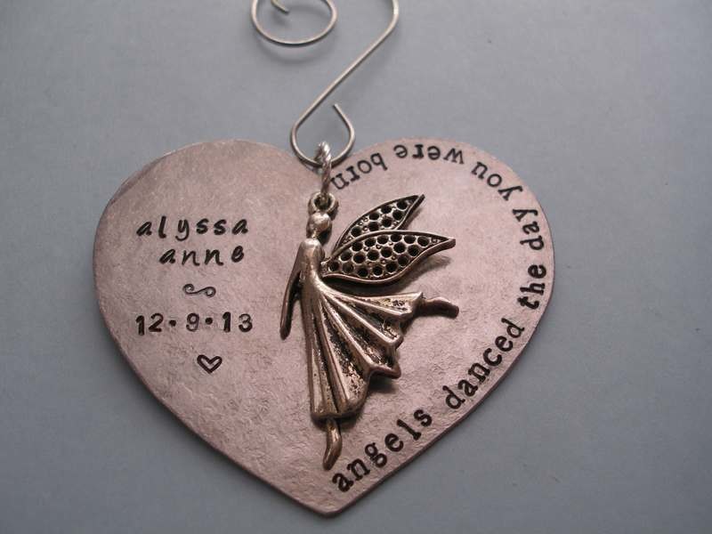 &#39;Angels danced&#39; Personalized Heart Keepsake Ornament