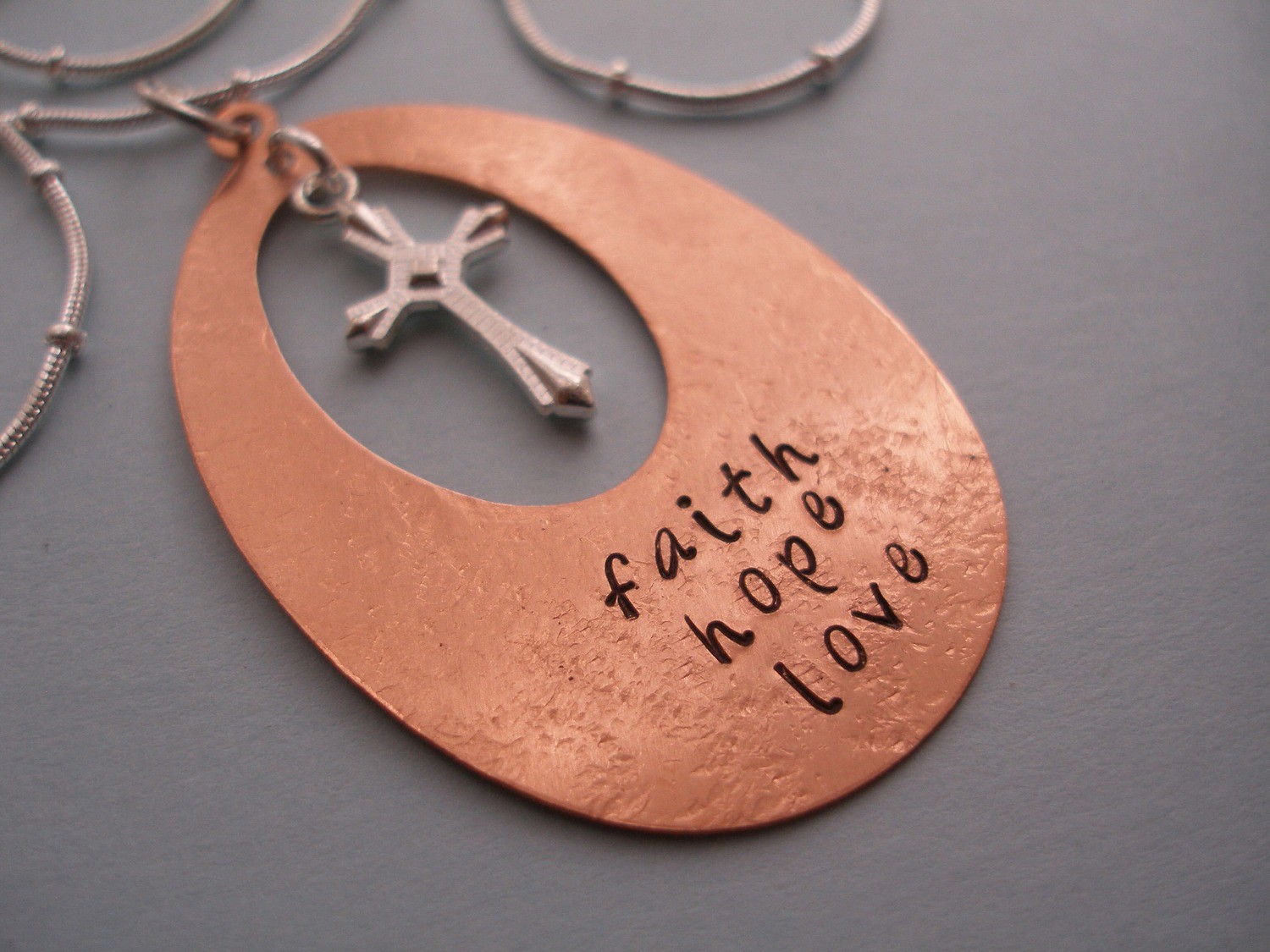 oval copper open pendant