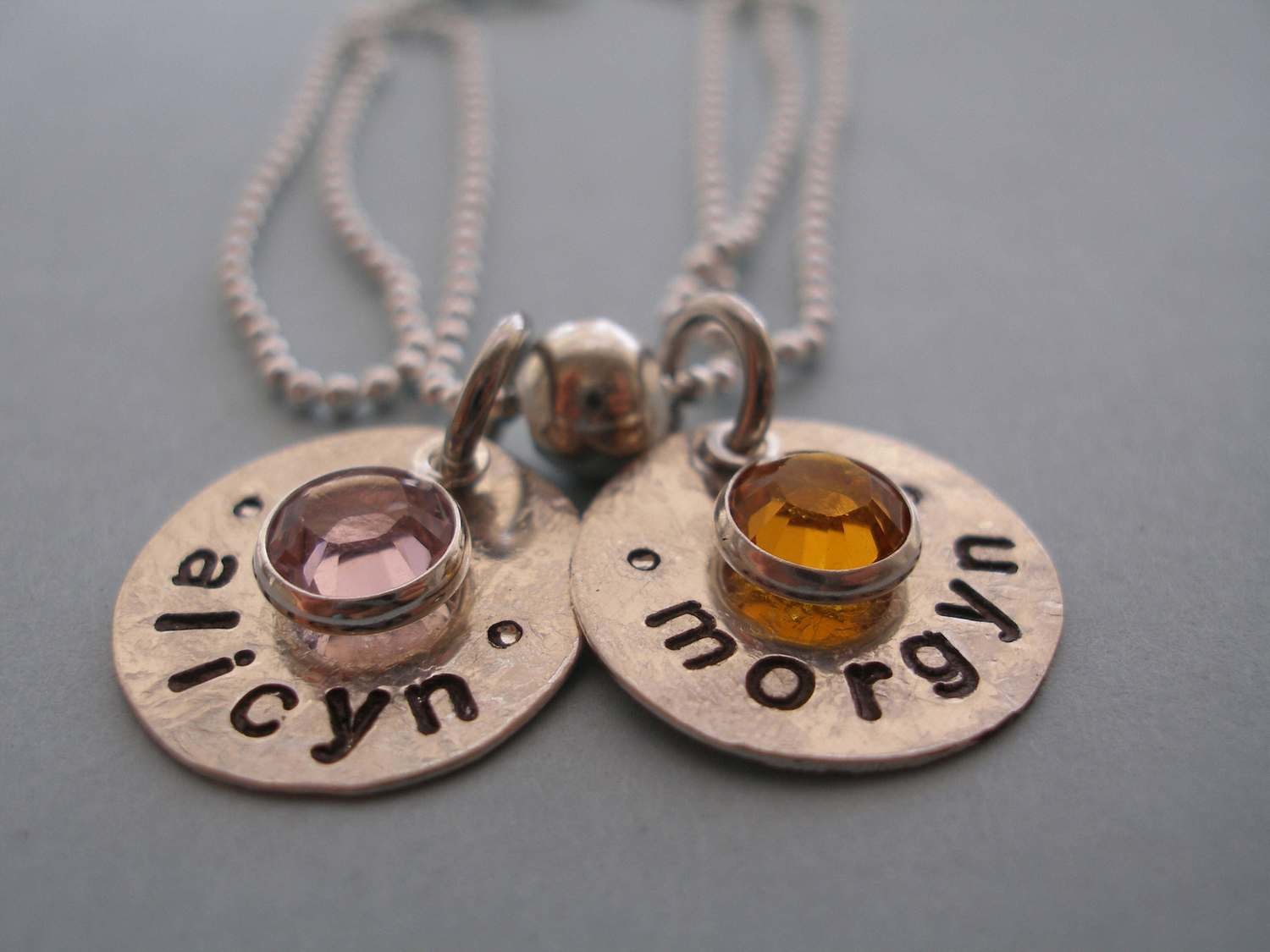 5/8&quot; sterling silver name discs &amp; birth-crystals