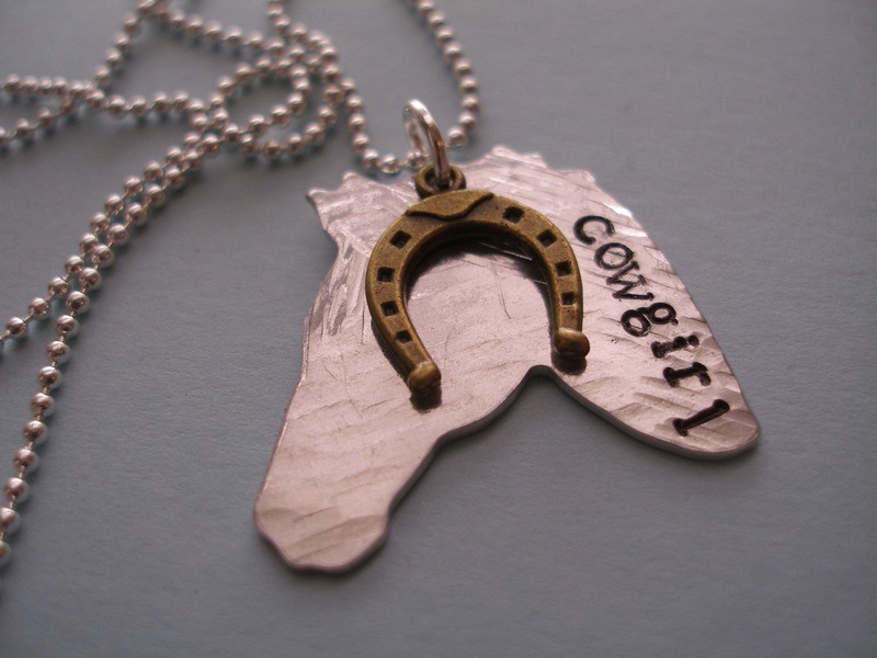 cowgirl horse pendant