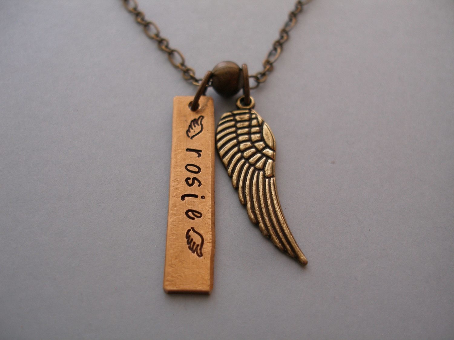 Antiqued Bronze Remembrance with Wings