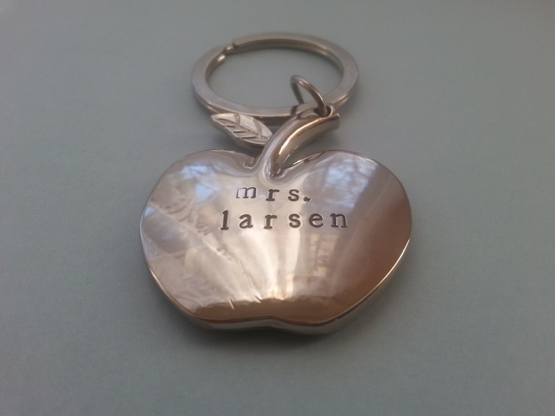 Personalized teacher/apple keyring