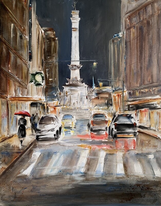 Monument Circle Lights (&quot;Red Umbrella&quot; Series)