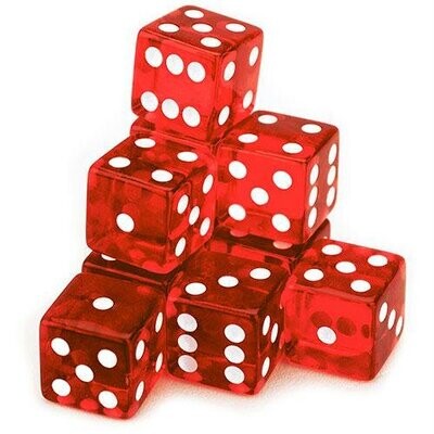 10 Pcs Six Sided Dice 16mm Red