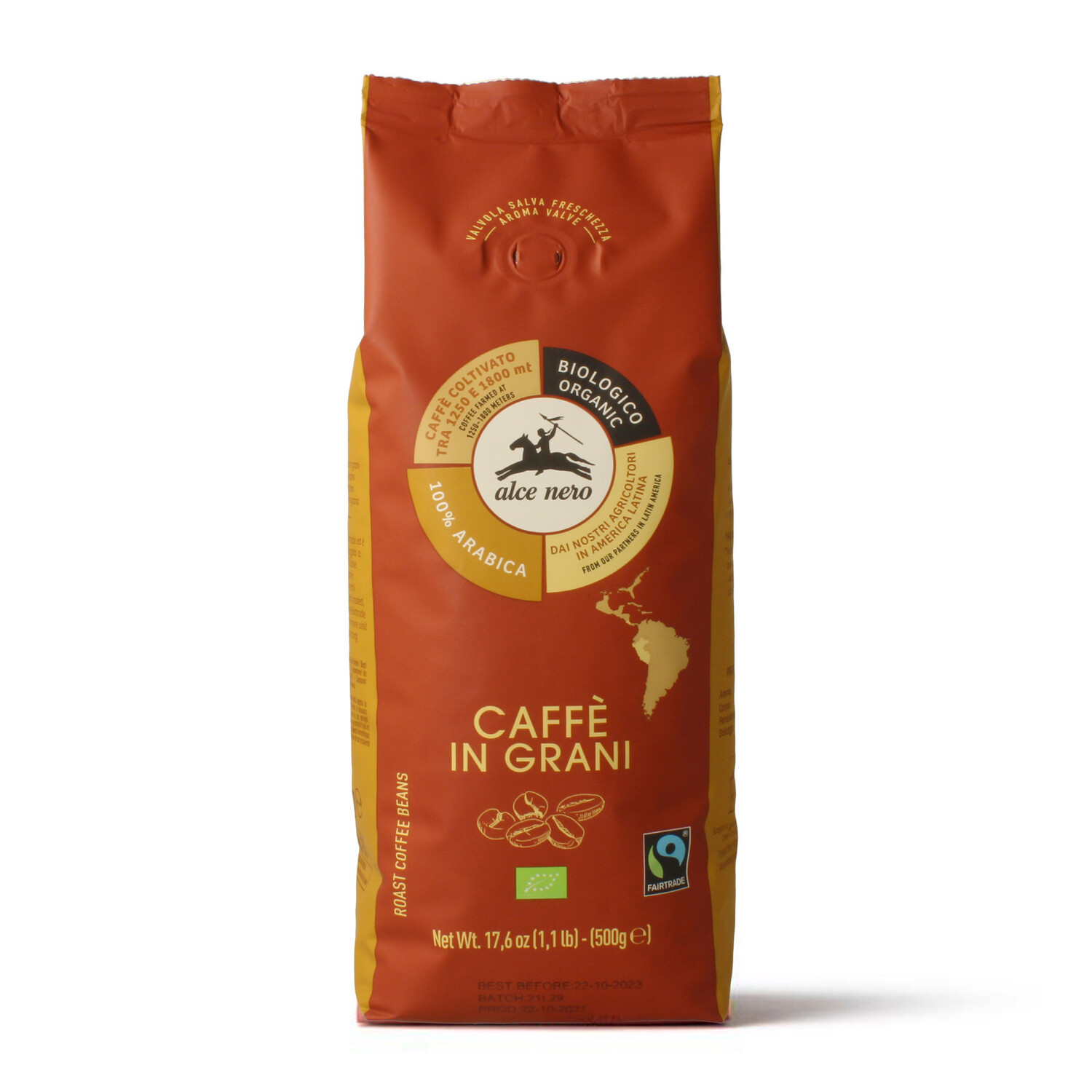 Кофе в зёрнах 100% Арабика Alce Nero