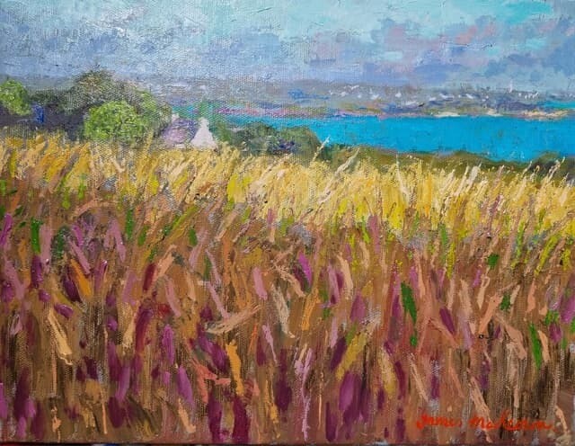 Le champ de maïs, 27x35cm huile sur mer.