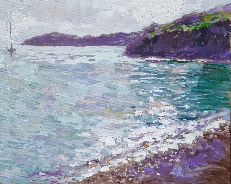 Maree haute, Boulgueff. 27x35cm. Huile sur toile