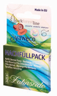 Nachfüllpack Zahnseide für die yaweco-Spenderdose und Zahnseidenbox aus Holz - 2 x 25 m