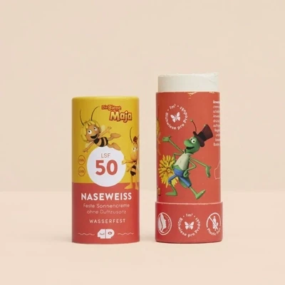 Naseweiss "Biene Maja" feste Sonnencreme für Kinder in Papphülse