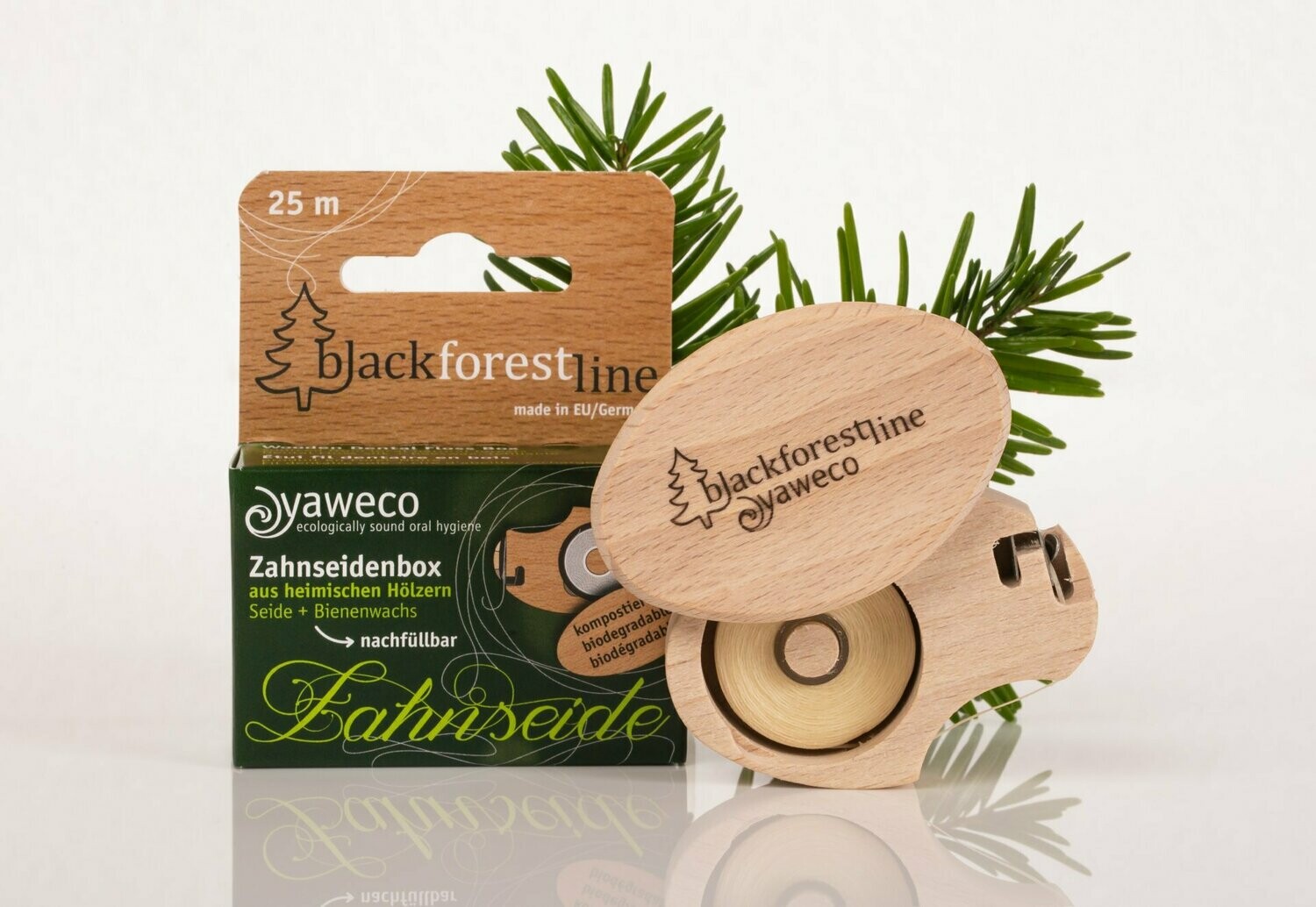 Zahnseidenbox aus heimischen Hölzern - nachfüllbar Zahnseidenbox aus heimischen Hölzern - nachfüllbar