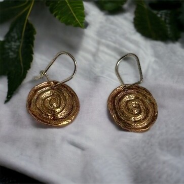 Bronze spiral small drop earrings