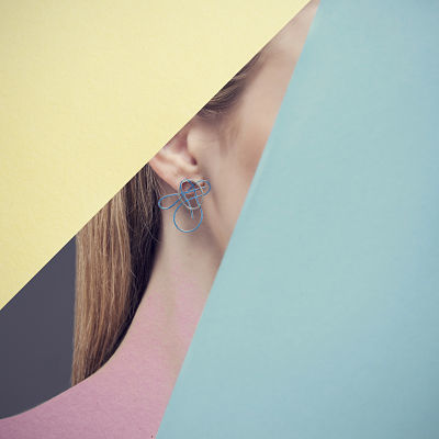 Blue microbes earrings