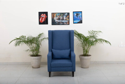Simson Wing Chair in Blue Color Simson Wing Chair in Blue Color
