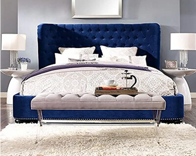 Italino Wing Fabric Bed in Blue Color Italino Wing Fabric Bed in Blue Color